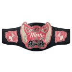 World Greatest Mom Wrestling Championship Belt Gold Coated Zinc Metal Real Leather Strap