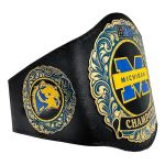 Michigan-WLV Championship Title Wrestling Belt Gold Coated Metal Plate Leather Base - Image 2
